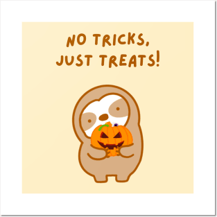 No Tricks Just Treats Halloween Sloth Posters and Art